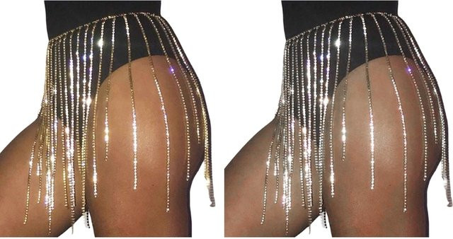 Strass Gürtel mit Quaste, Körperkette, Damen - Bild 1