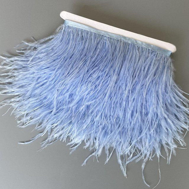 Himmelblaues Straußenfedern-Band mit Webkante für DIY-Dekorationen und Hochzeitskleider, 2 Meter - Bild 1