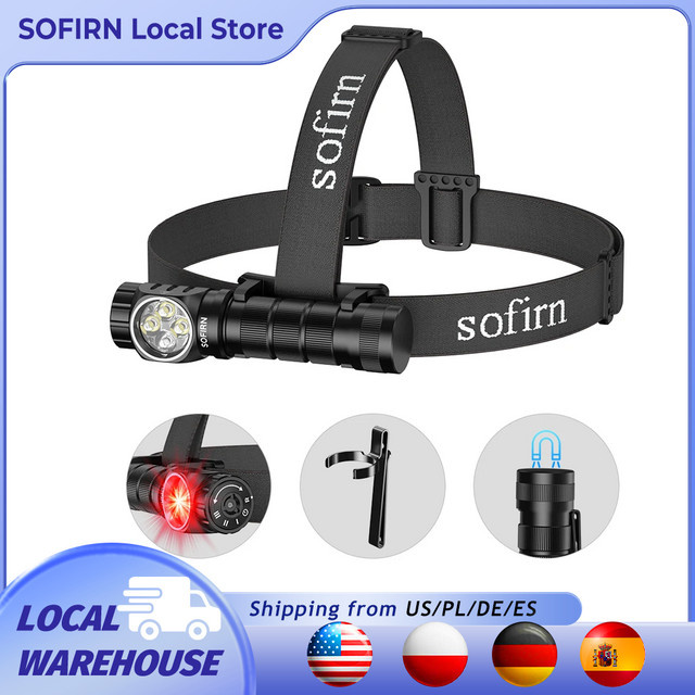 SOFIRN HS43 Stirnlampe mit 3200 lm und weißer sowie roter LED, USB-C wiederaufladbar, Schwarz - Bild 1