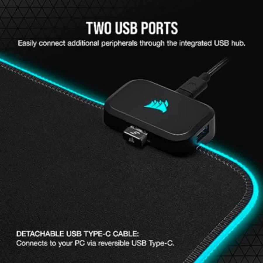 Corsair RGB Gaming-Mauspad in Schwarz, extra große LED-beleuchtete Schreibtischunterlage mit rutschfester Unterseite für deinen PC - Bild 2