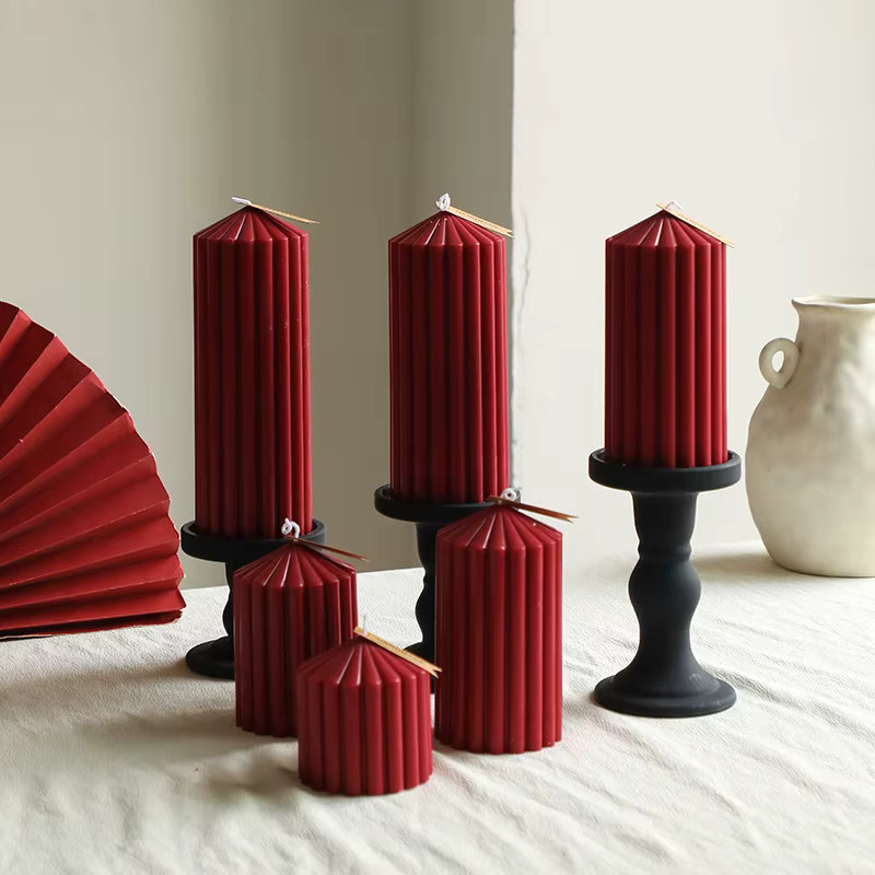 Simply Style Silikonform für zylindrische Kerzen mit spitz gestreiften Mustern in Rot zur Herstellung von Kerzen, Seifen, Harz oder Gips - Bild 2