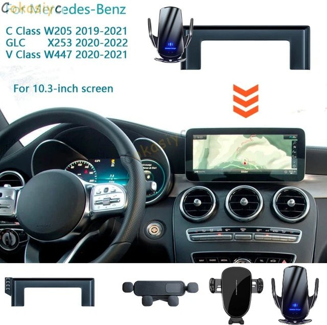 Autotelefonhalterung für Mercedes-Benz C-Klasse W205, GLC-Klasse und V-Klasse mit 10,25 Zoll Bildschirm, feste Navigationshalterung, Schwarz - Bild 1
