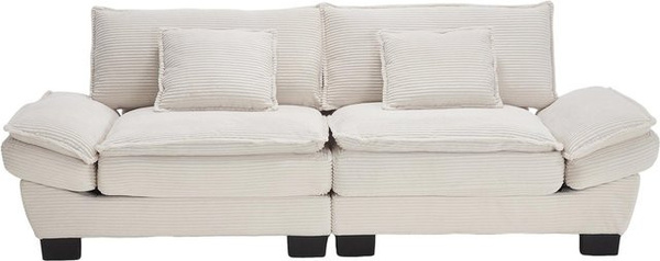 Modernes 2-Sitzer-Samtsofa von Gomyway in Beige mit Massivholzrahmen, B/T/H: 224 x 81 x 81 cm