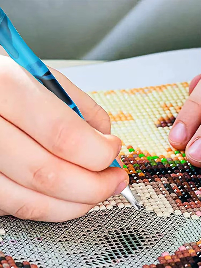 Multifunktionaler Harz-Diamant-Malstift mit Edelstahl-Gewindespitze für Diamant-Malerei und Nagelkunst in Blau - Bild 2