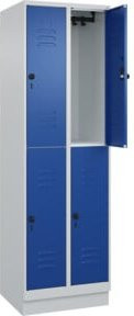 C+P Doppelstock-Spind Classic PLUS mit Sockel, 2 Abteile, Front RAL 5010 Enzianblau, H x B x T: 195 x 60 x 50 cm - Bild 1
