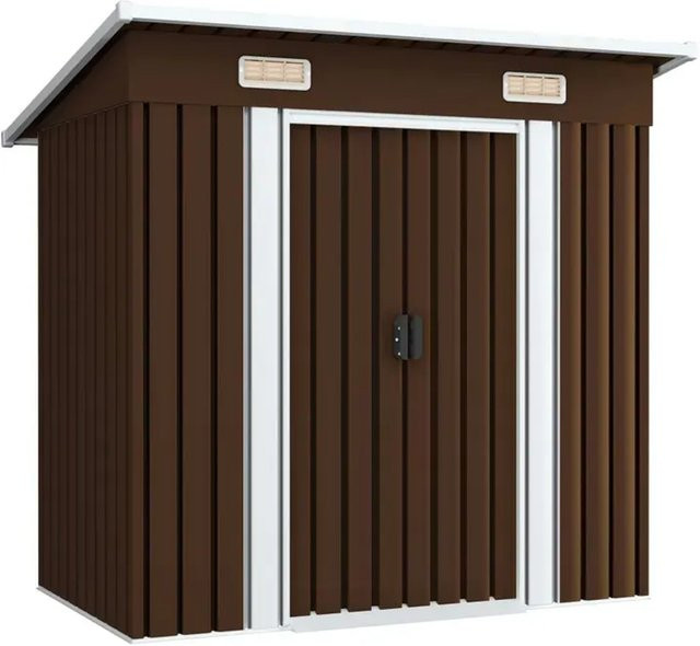 vidaXL Geräteschuppen aus Stahl in Braun, B/T/H: 194 x 121 x 181 cm - Bild 1