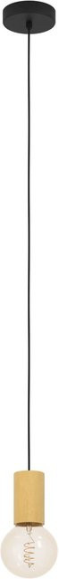 Eglo Pendelleuchte Pozueta 1-flammig Schwarz-Braun mit Holzfurnier, Höhe: 110 cm, Durchmesser: 6,5 cm - Bild 1