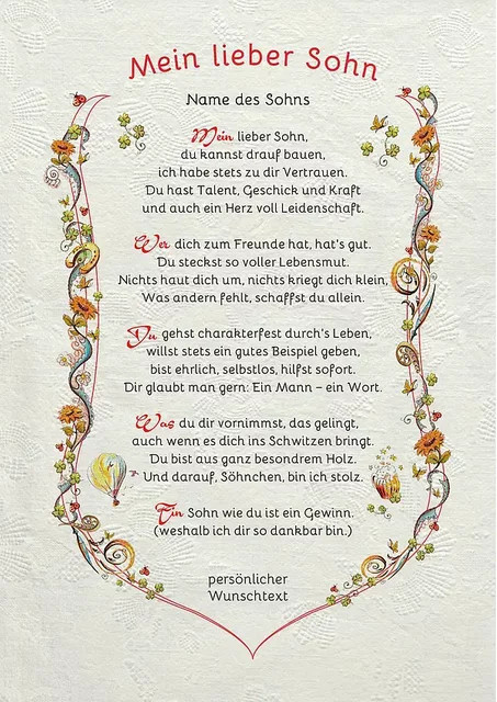 Personalisierte Wanddekoration für den Sohn mit individuellem Wunschtext von tantum graphic in Weiß - Bild 1