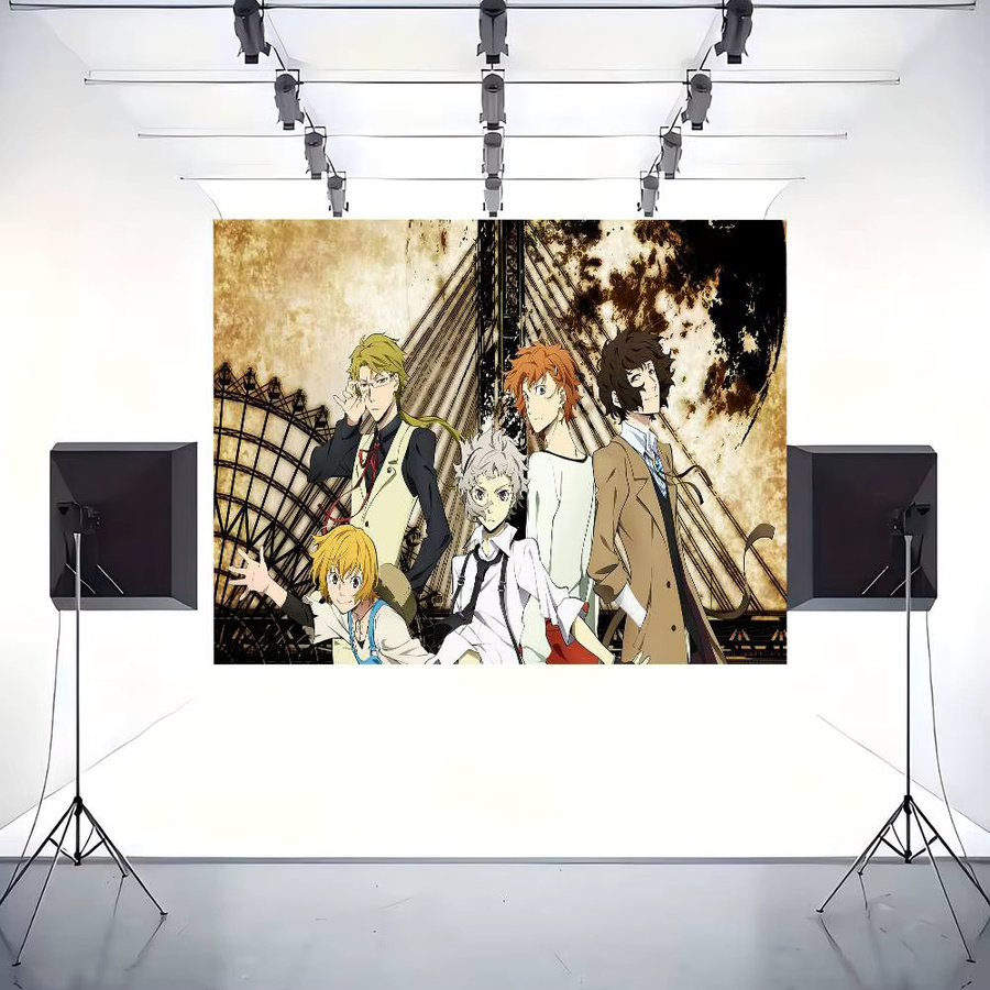 Mesuca Bungo Stray Dogs Dazai Chuuya Anime Fotohintergrund mit Blumen- und Ballon-Motiv, Mehrfarbig, B: 70 cm, H: 70 cm - Bild 4