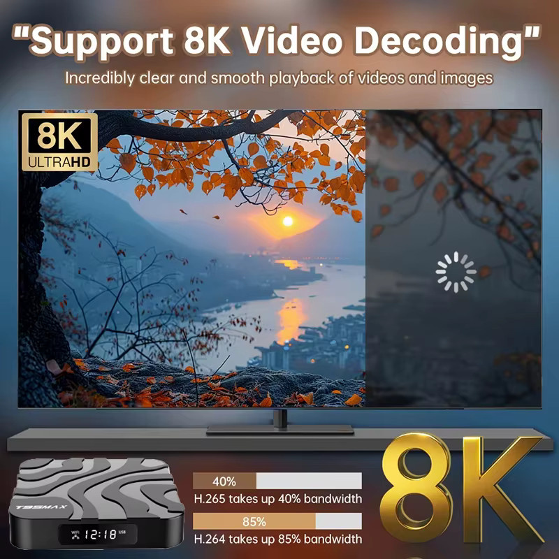 T95Max Android 16 Smart TV Box mit 128GB oder 256GB Speicher, Allwinner H618 Prozessor, 8K Video Unterstützung, Google Assistant und Bluetooth 5.4, Media Streamer in Schwarz - Bild 4