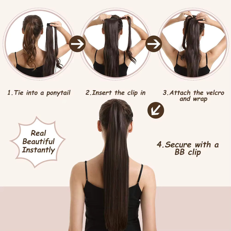 xbeauty Haarteil Clip-in, 100% Remy Haar, lange gerade, Schwarz #1, Damen - Bild 5