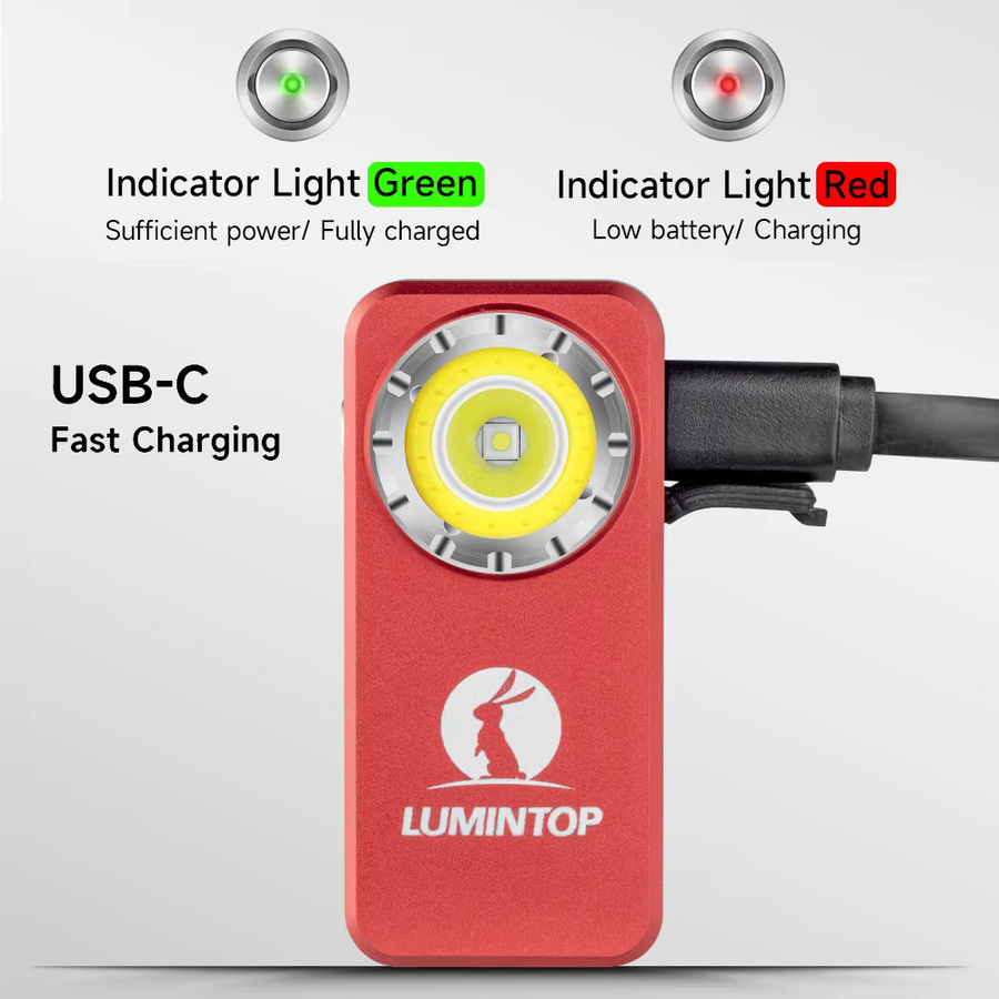 LUMINTOP F01 Clip-On-Taschenlampe mit COB-LED, 1200LM Flutlicht, Rot und Weiß, USB-C Aufladung und Magnet, EDC Outdoor Camping Leuchte - Bild 3