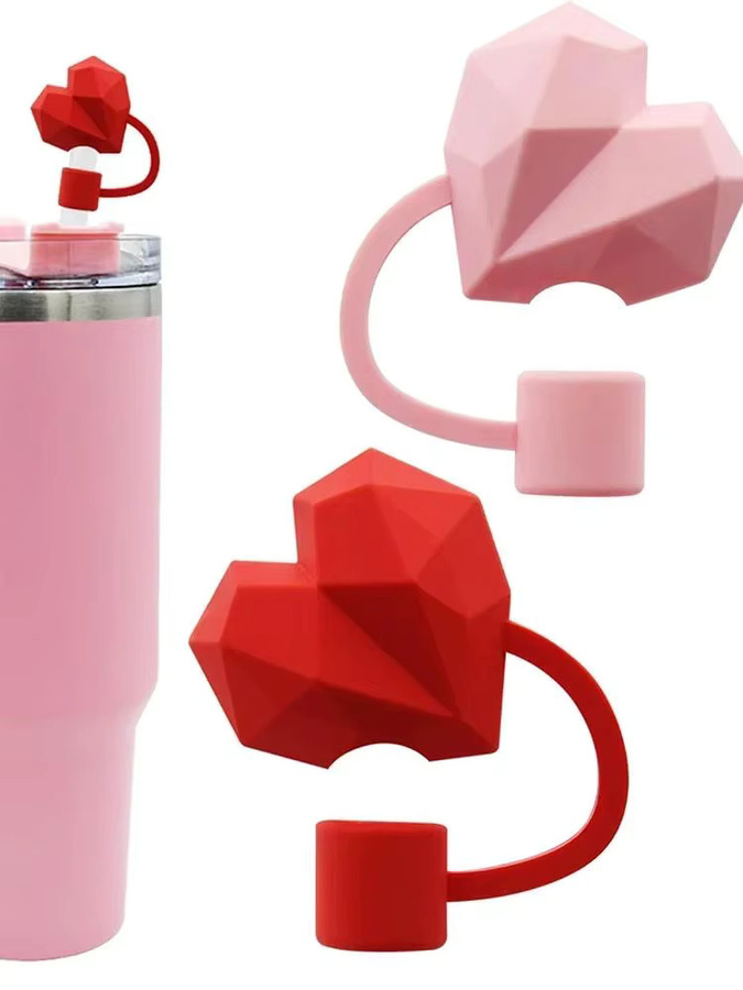SUNFILI Herzförmige Strohhalm-Aufsätze für Trinkbecher, 4er-Pack, Pink, 10mm Durchmesser - Bild 2