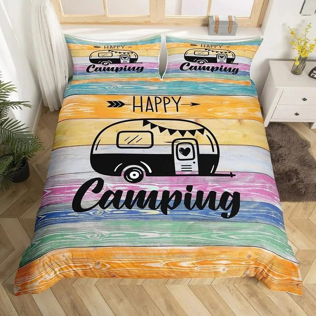 Happy Camping Bettwäscheset Lodestar mit Vintage Alte Scheunentür Design, Microfaser Bettbezug und Kissenbezug, Mehrfarbig, B/H: 260 x 220 cm - Bild 1