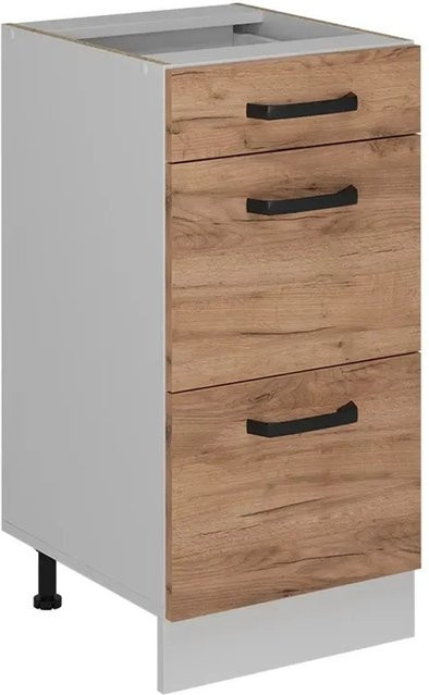 Vicco Küchenunterschrank R-Line Goldkraft Eiche mit weißem Korpus, Breite: 40 cm, Höhe: 81,6 cm, Tiefe: 46 cm - Bild 1