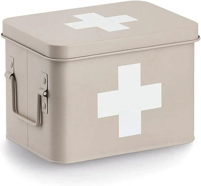 Zeller Medizinbox aus Metall in Beige, B: 16,5 cm, T: 15,5 cm, H: 22,5 cm - Bild 1