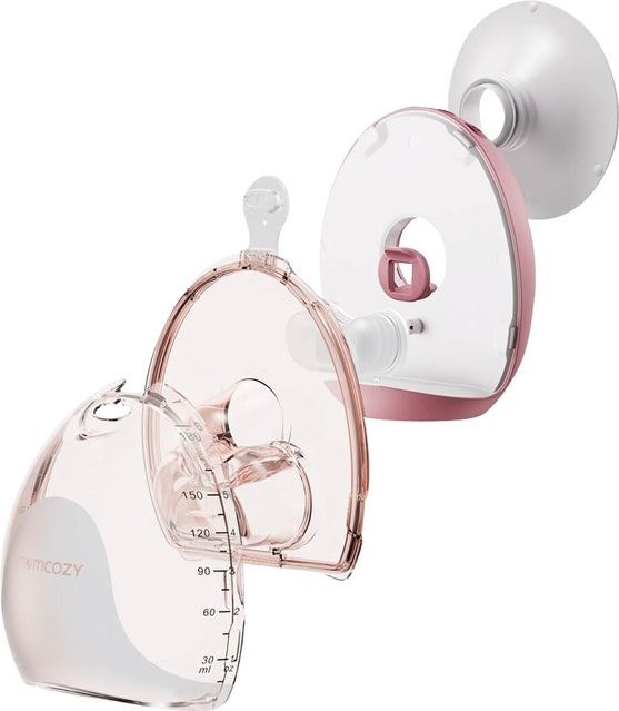 Momcozy Elektrische Doppelmilchpumpe Air1, tragbare und aufladbare Milchpumpe in Pink und Transparent - Bild 1