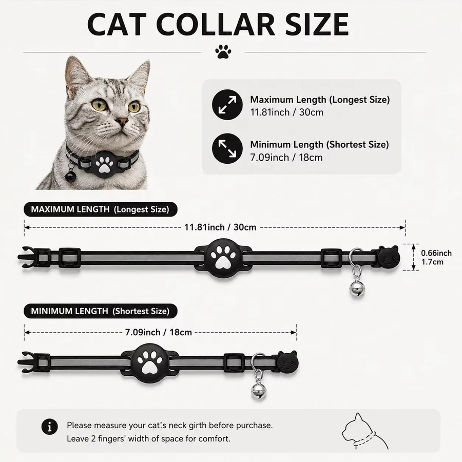 GPS-Tracker-Halsband-Set für Hunde und Katzen in Schwarz, kompatibel mit Apple Find My und iOS - Bild 2