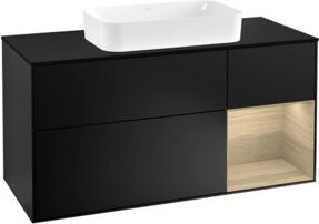 V&B Waschtischunterschrank Finion mit Wandbeleuchtung, Schwarz lackiert, Breite: 120 cm, Tiefe: 50,1 cm, Höhe: 50,1 cm - Bild 1