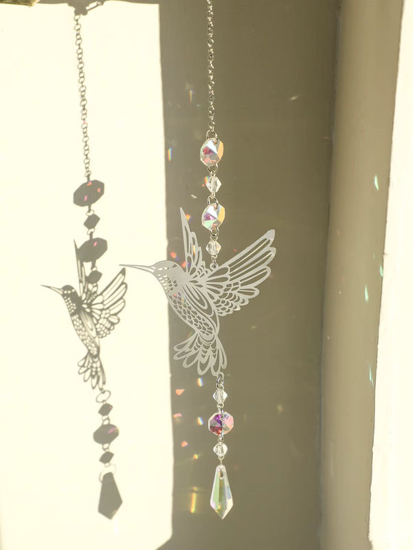 Artilady Kristall Vogel Suncatcher in Silber als hängende Glas Dekoration für Regenbogeneffekte - Bild 2
