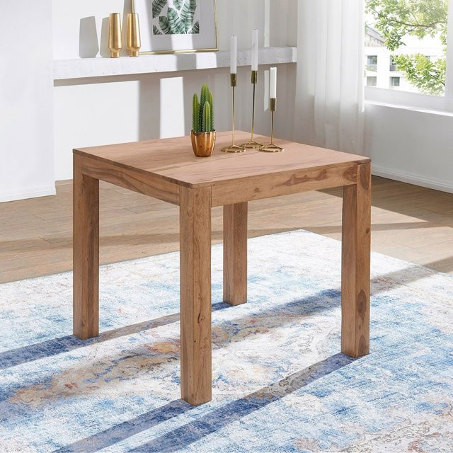 Quadratischer Esstisch aus Massivholz Akazie von Finebuy in Braun, B/T/H: 80 x 80 x 80 cm - Bild 1