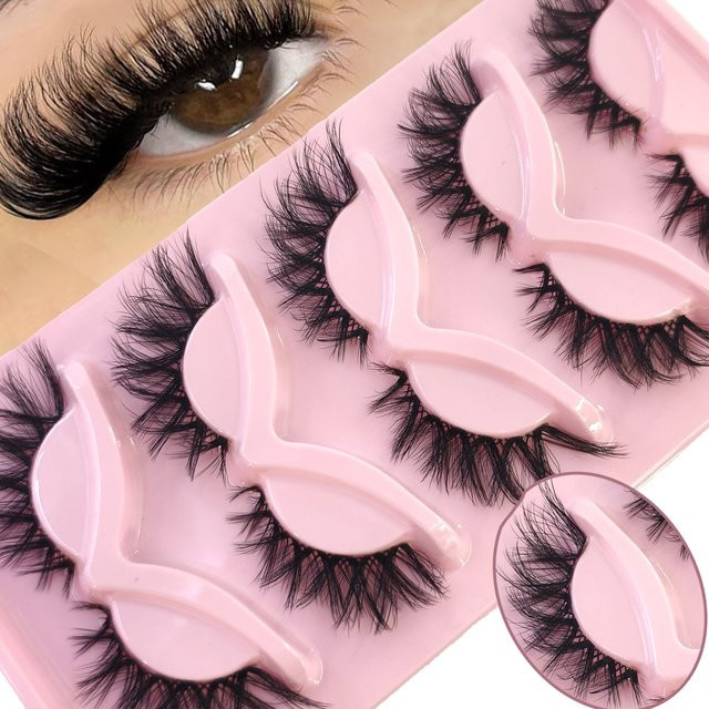 AMSDCN Falsche Wimpern Cat Eye, 5 Paare, Natürlich, Unisex - Bild 1