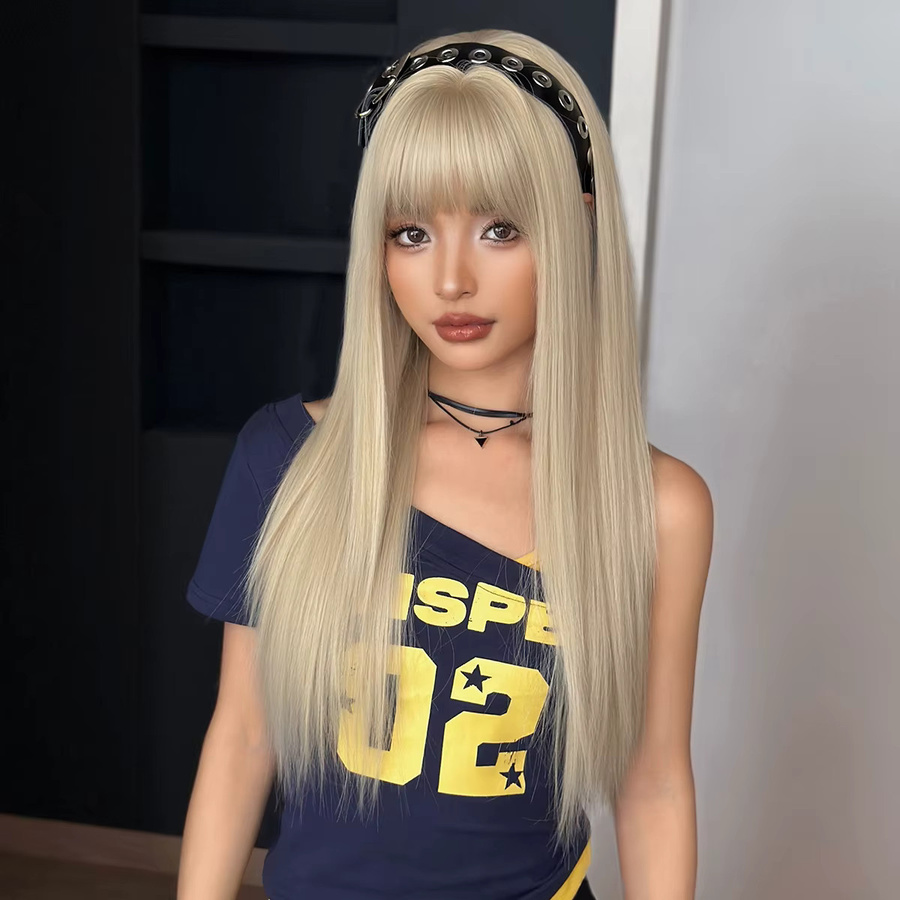 7JHH WIGS Perücke, blond, lang, gerade, geschichtet, Damen - Bild 3