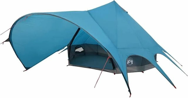 vidaXL Teepee Zelt mit Dach Blau und Grau B/T/H: 600 x 600 x 347 cm - Bild 1