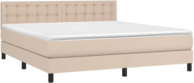 vidaXL Boxspringbett mit Matratze und LED-Unterbettbeleuchtung sowie USB-Ladeanschluss in Cappuccino-Braun, B/T/H: 160 x 203 x 88 cm - Bild 1