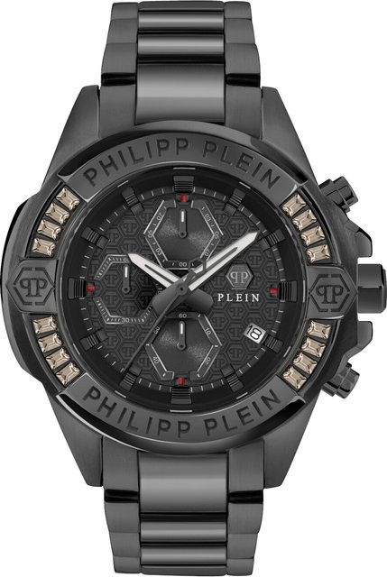Philipp Plein Chronograph, Quarz, Edelstahl, 45 mm, Herren, Schwarz - Bild 1