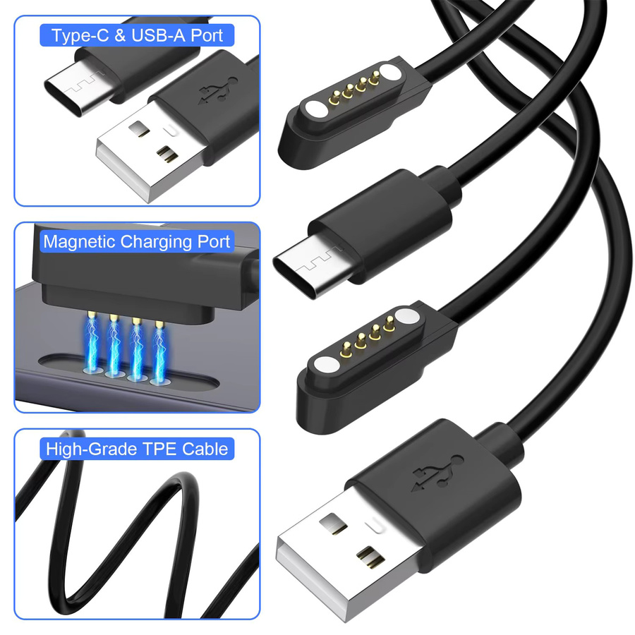 RGEE Ladekabel für PLAUD Note AI Sprachrekorder, USB-A auf USB-C, Schwarz, 1 m - Bild 5