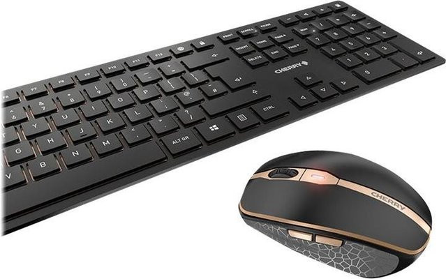 CHERRY DW 9100 SLIM Desktop-Set Tastatur und Maus RF Wireless sowie Bluetooth mit Scissor-Technologie, Schwarz, Nordisches Layout - Bild 2