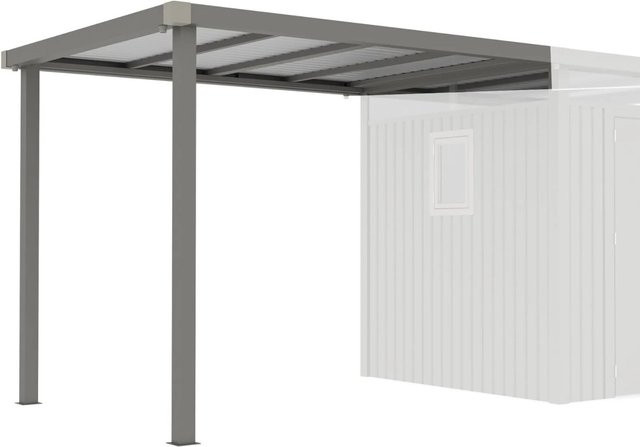 Osoltus Metall Gerätehaus Anbau Dach Luma X aus Stahl in Graualuminium RAL 9007 - Bild 1