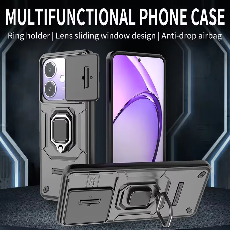 Robuste Schutzhülle für OPPO A40 4G A40M A60 A80 5G A3 Pro A3x mit magnetischem Ring und Standfunktion in Schwarz - Bild 2