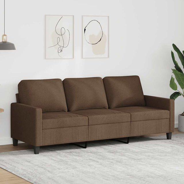 vidaXL 3-Sitzer-Sofa Braun mit Stoffbezug und Metallrahmen - Bild 3