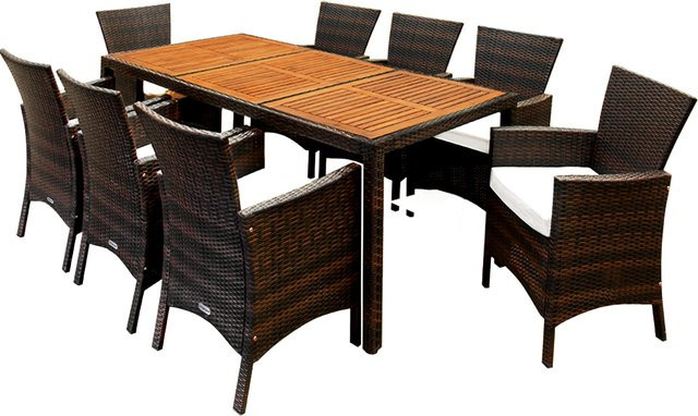 CASARIA Garten-Sitzgruppe Rom 9-teilig aus Polyrattan und Akazienholz in Braun - Bild 1