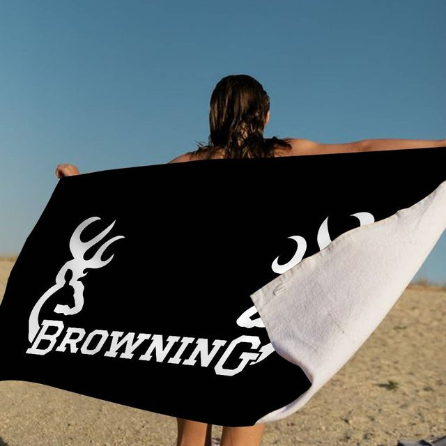 B-Browning Mikrofaser Strandtuch mit Logo-Print, schnelltrocknendes und saugfähiges Poolhandtuch aus Baumwolle und Polyester, Schwarz, Breite: 30 cm, Länge: 60 cm - Bild 1