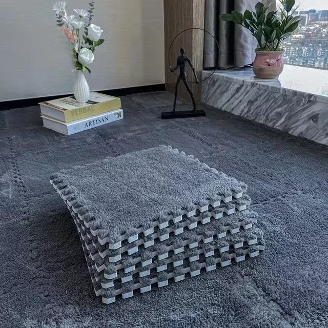 DHDH Plüsch-Spielmatte für Babys in Grau, BPA-freie ineinandergreifende DIY-Kinderspielmatte als Bodenschutz - Bild 1