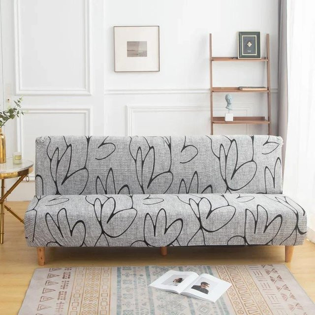 Yiran bag Futon Überzug für armlose Klappsofas, elastischer Stretch-Bezug in Grau, Größe M für 155-185 cm - Bild 1
