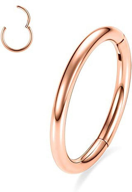 YULIN Bauchnabelring Clicker, Edelstahl, Roségold, Damen, 1.6x14mm - Bild 1