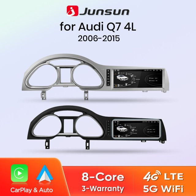 Junsun Wireless CarPlay Android Auto Multimedia Radio für Audi Q7 4L 2005-2015 MMI 2G 3G mit 10,25 Zoll Display und GPS in Schwarz - Bild 1