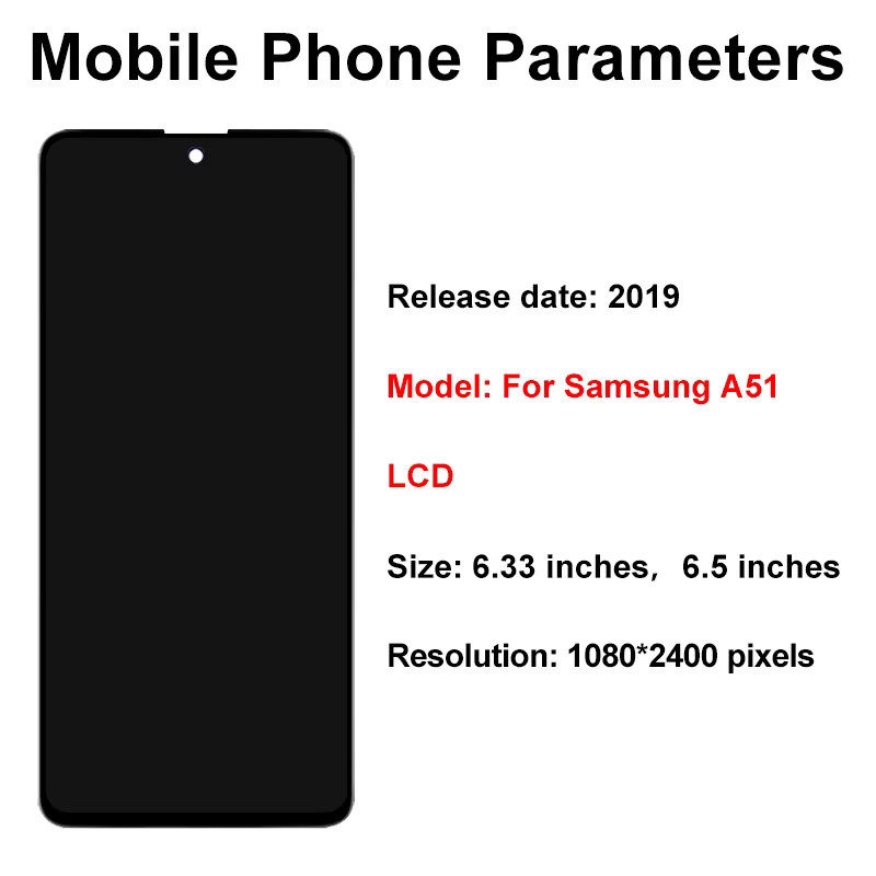 Samsung Galaxy A51 A515 AMOLED LCD Display Bildschirm Baugruppe mit Rahmen und Touchscreen Digitizer in Schwarz - Bild 2