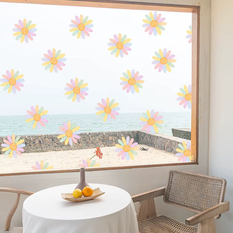 3er Set BRUP Fensteraufkleber für Kinderzimmer im Boho-Stil mit Regenbogen und Gänseblümchen, Multicolor, abnehmbare Vinyl-Glasdekoration - Bild 4