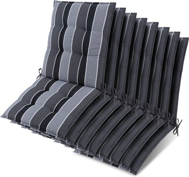 Beautissu 8er Set Sun-NL Auflage für Niederlehner Liegen in Anthrazit-Gestreift, B/T/H: 105 x 50 x 8 cm - Bild 1