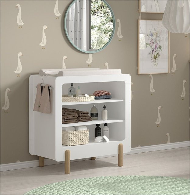 JAXX SMILE Wickelkommode mit 3 offenen Fächern aus lackiertem MDF in Weiß - Bild 1