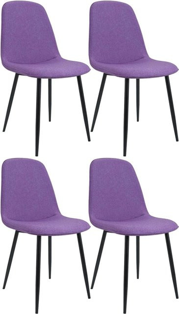 4er Set Esszimmerstühle DELUKE RAZON aus Samtstoff in Lila, B/T/H: 45 x 54 x 88 cm - Bild 1