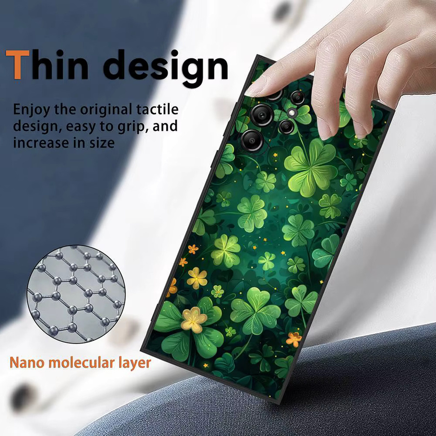 Matt Soft Cover mit Vierblättrigem Kleeblatt Design für Samsung Galaxy S25 S24 S23 S22 S21 S20 Ultra Plus in Grün - Bild 3