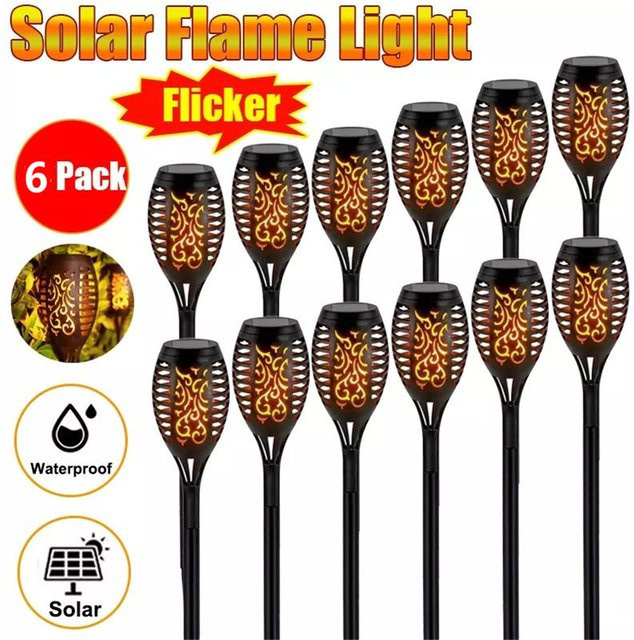 PAMNNY Solar-LED-Flammenleuchte für den Außenbereich, wasserdichte Gartenbeleuchtung in Schwarz - Bild 1