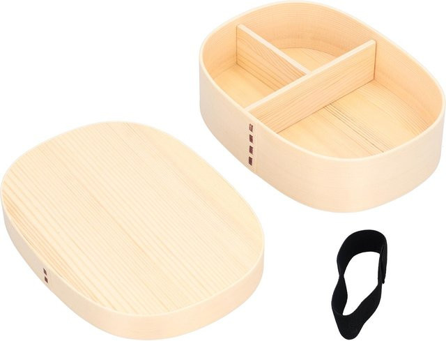 CosyHome Bento Lunchbox aus Holz mit Fächern, 1,2 l, beige - Bild 1