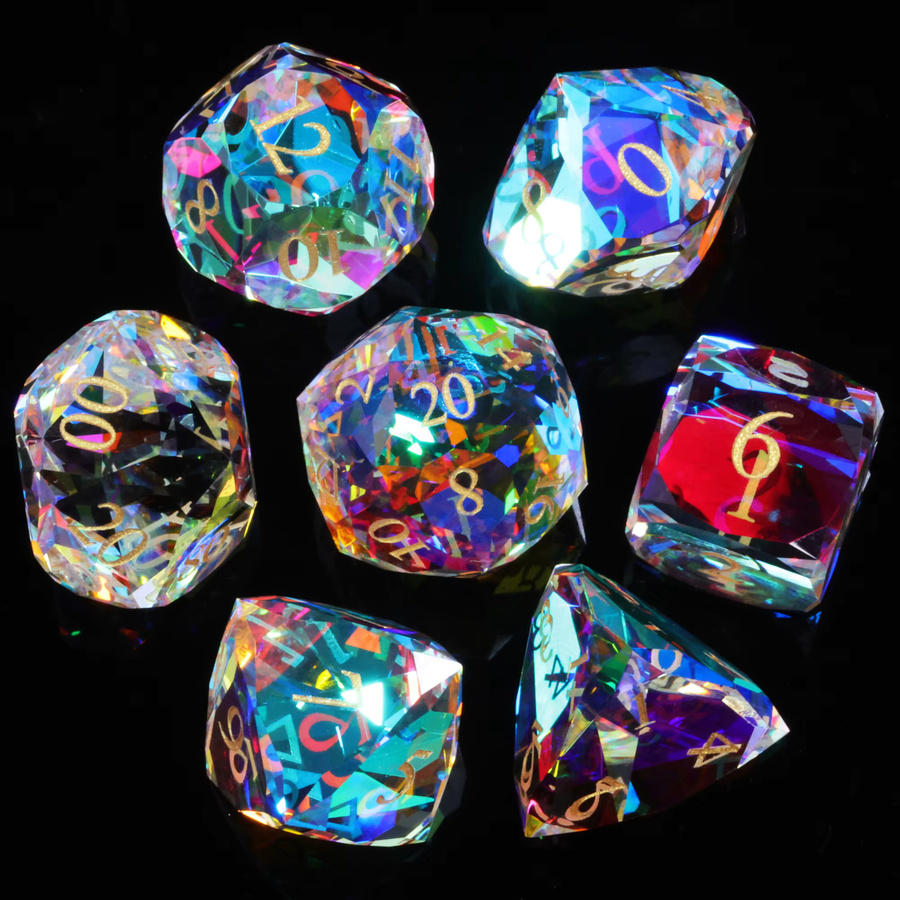 MINI PLANET Fantasy Prisma-Glas-D-Würfelset, 7-teiliges Set, Bunt / Mehrfarbig - Bild 2